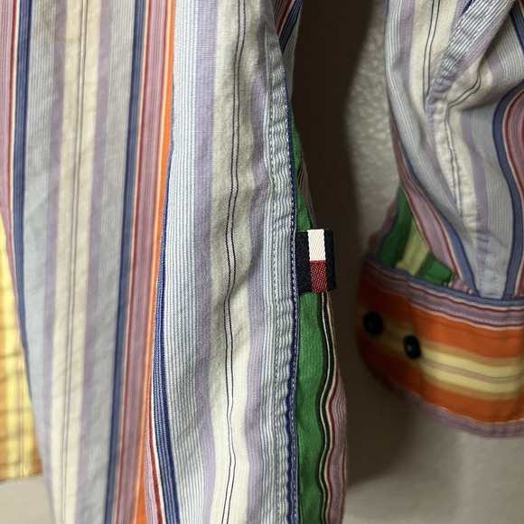 VTG 90's Tommy Hilfiger Multicolor Striped Button Down Long Sleeve Mens Small - Picture 4 of 4